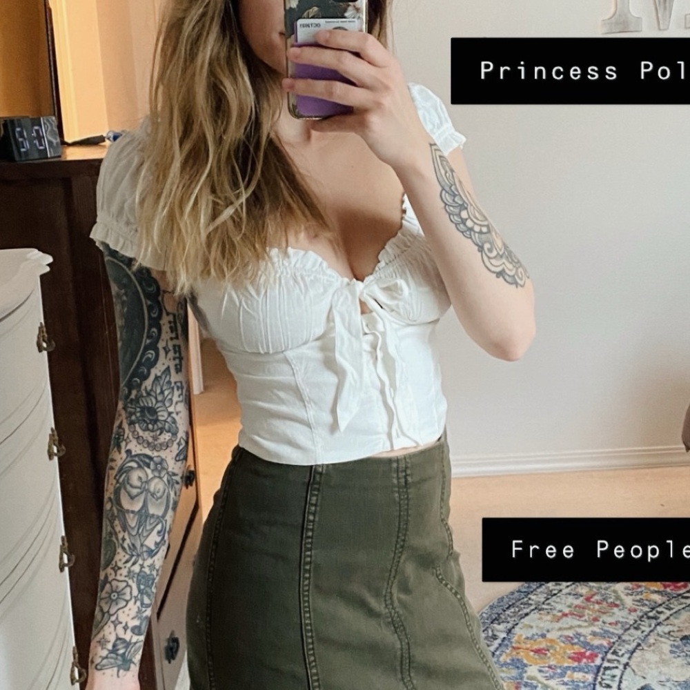 Princess Polly White Bustier Tie Front Blouse